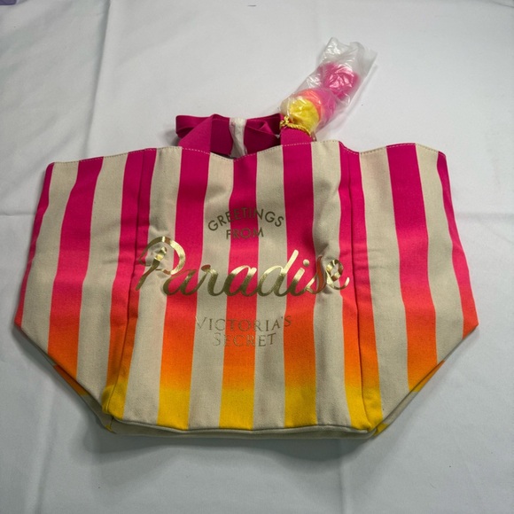 Victoria's Secret Pink and Yellow Striped Tote - Picture 2 of 6